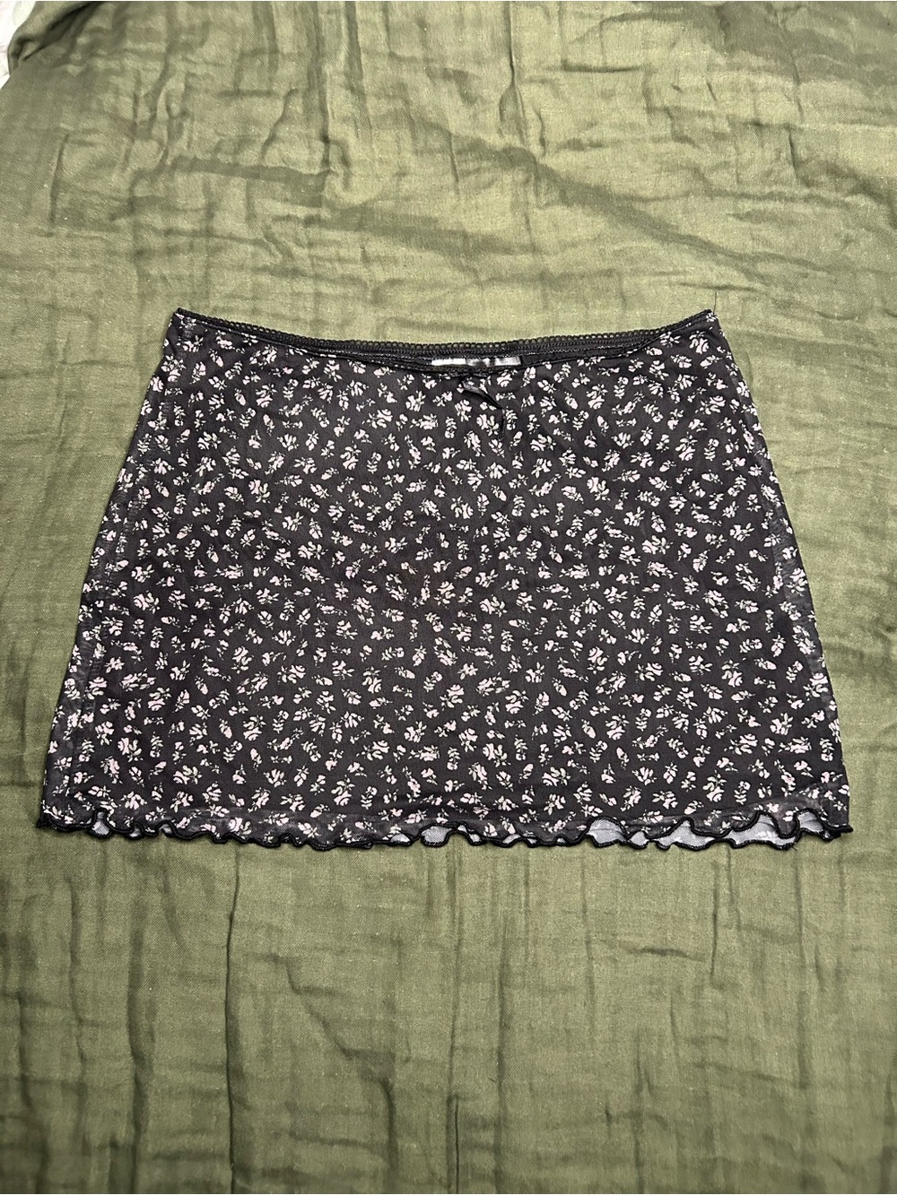 Divided Black Floral Mini Skirt - Women's Pull-On Style